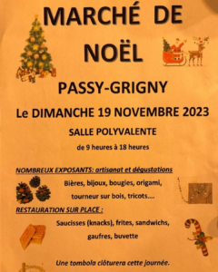 affiche du marché de noël de Passy-Grigny de bulle de chéry