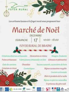 affiche du marché de Noël de Braine au foyer rural