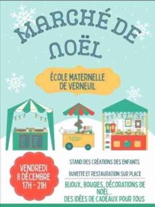 affiche du marché de Noël organisé à l'école maternelle de Verneuil